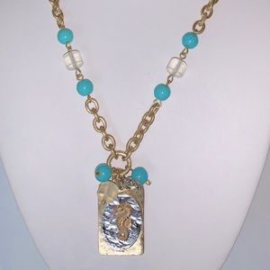 Gold Tone Necklace with Seahorse Charm